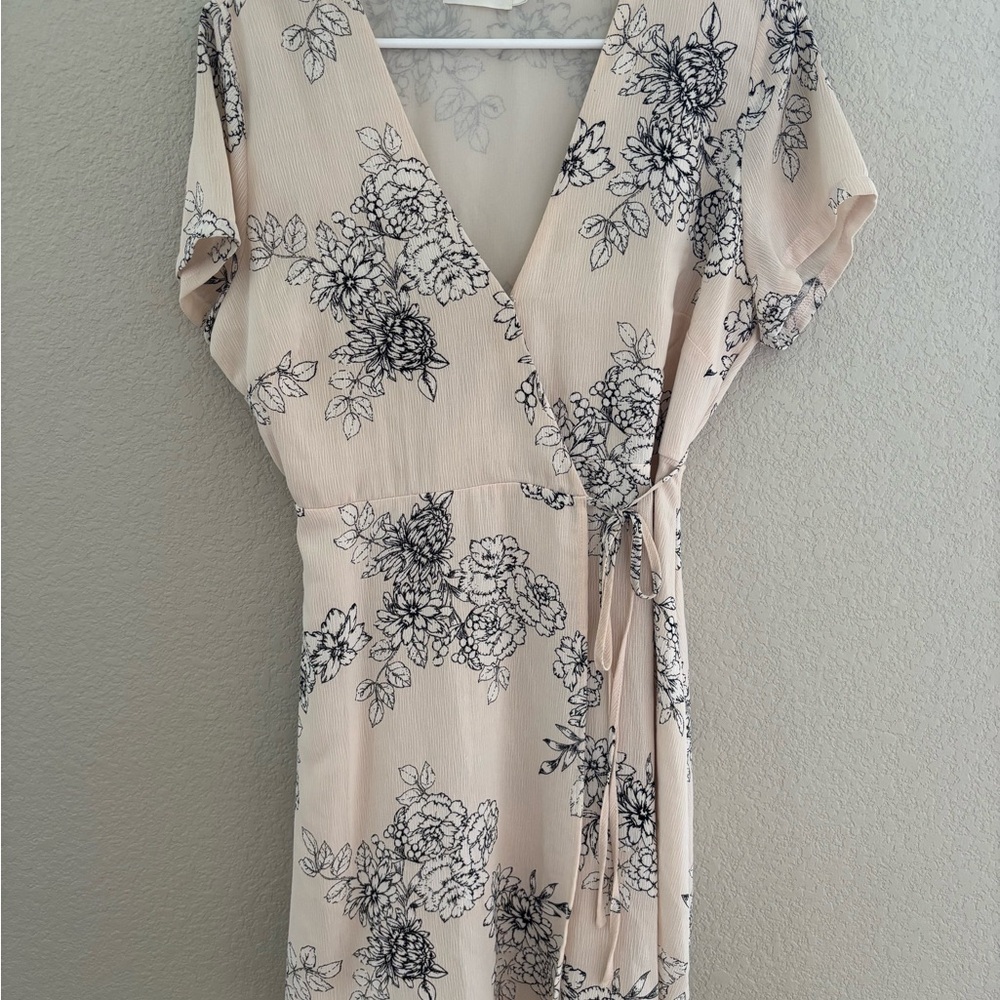 Lush Light Pink Midi Wrap Sundress with Dolman Sleeves